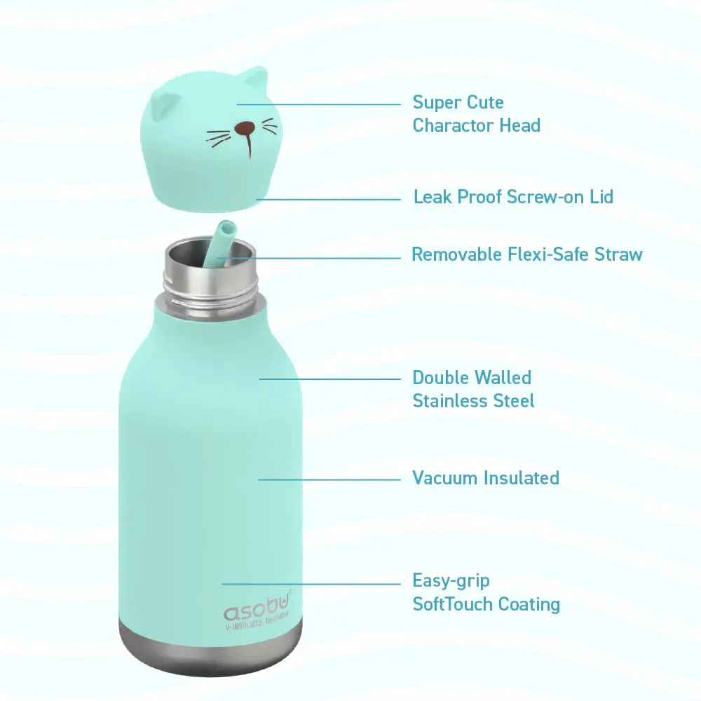 Asobu Bestie Bottle Cat Double Wall Insulated Bottle 460ml - Teal