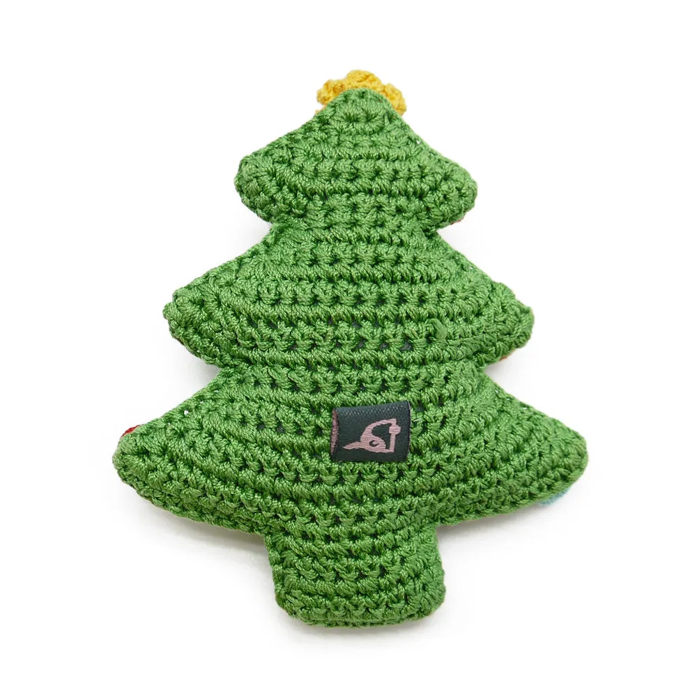 christmas tree knit squeaker toy