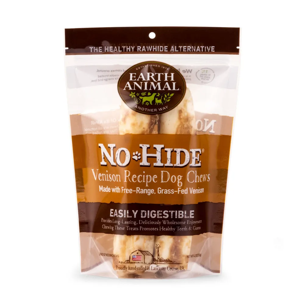 Earth Animal No-Hide Venison Chew Dog Treat, Medium, 2-pack