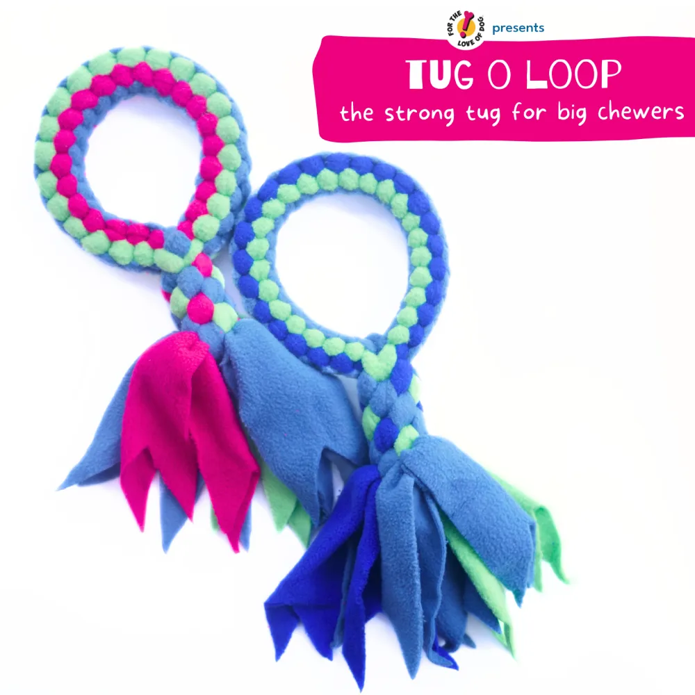 For The Love Of Dog Tug O Loop Toy for Dogs (Pink/Green/Blue)