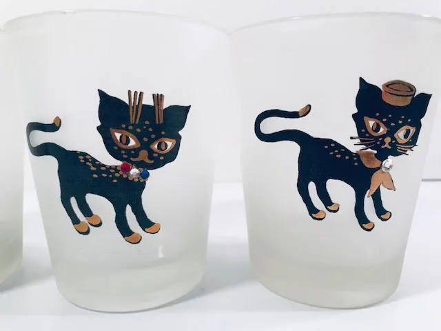 Maida Amour Hipster Siamese Kitten Double Old Fashion Glasses (Set of 4)