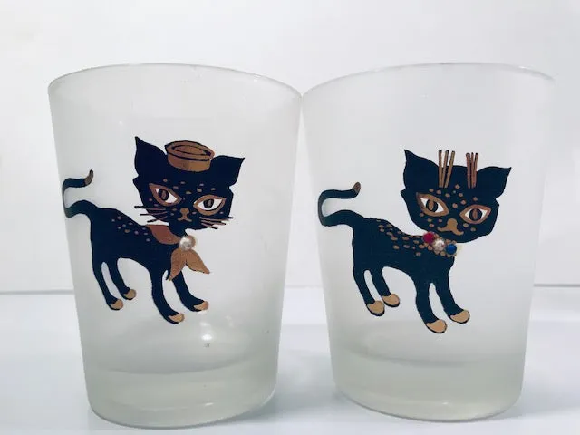 Maida Amour Siamese Hipster Kitten Double Old Fashion Glasses (Set of 4)