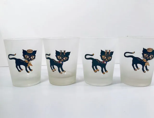 Maida Amour Siamese Hipster Kitten Double Old Fashion Glasses (Set of 4)