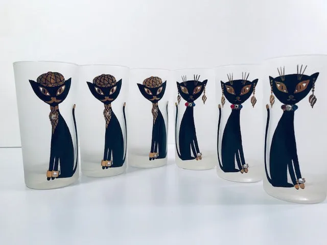 Maida Armour Siamese Hipster Cat Highball Glasses (Set of 6)