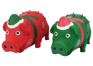 Multipet Globlets w/ Scarf & Santa Hat Rubber Dog Toys Assorted Colors 8", 1 count