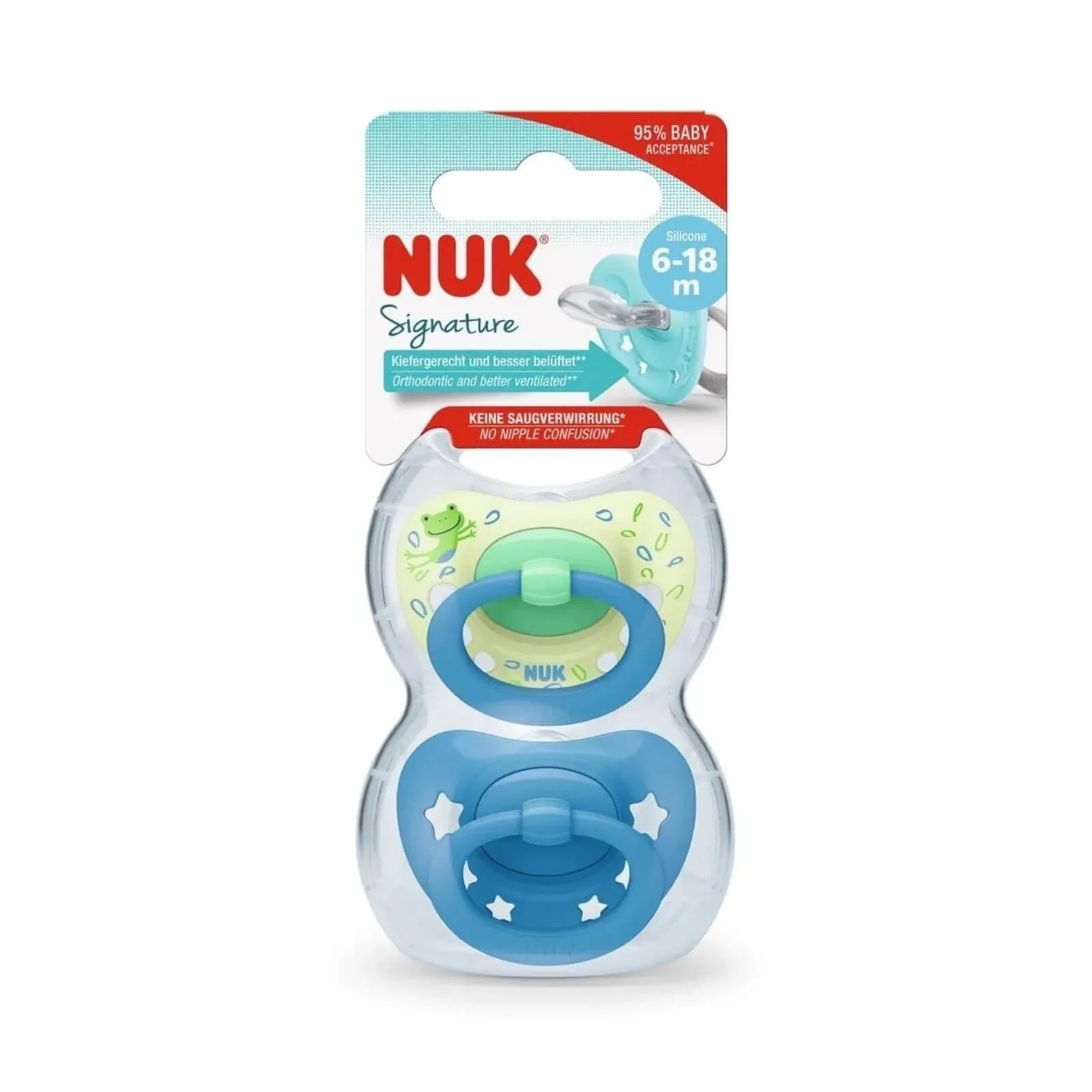 NUK Signature Soother Blue 6-18m Pack of 2