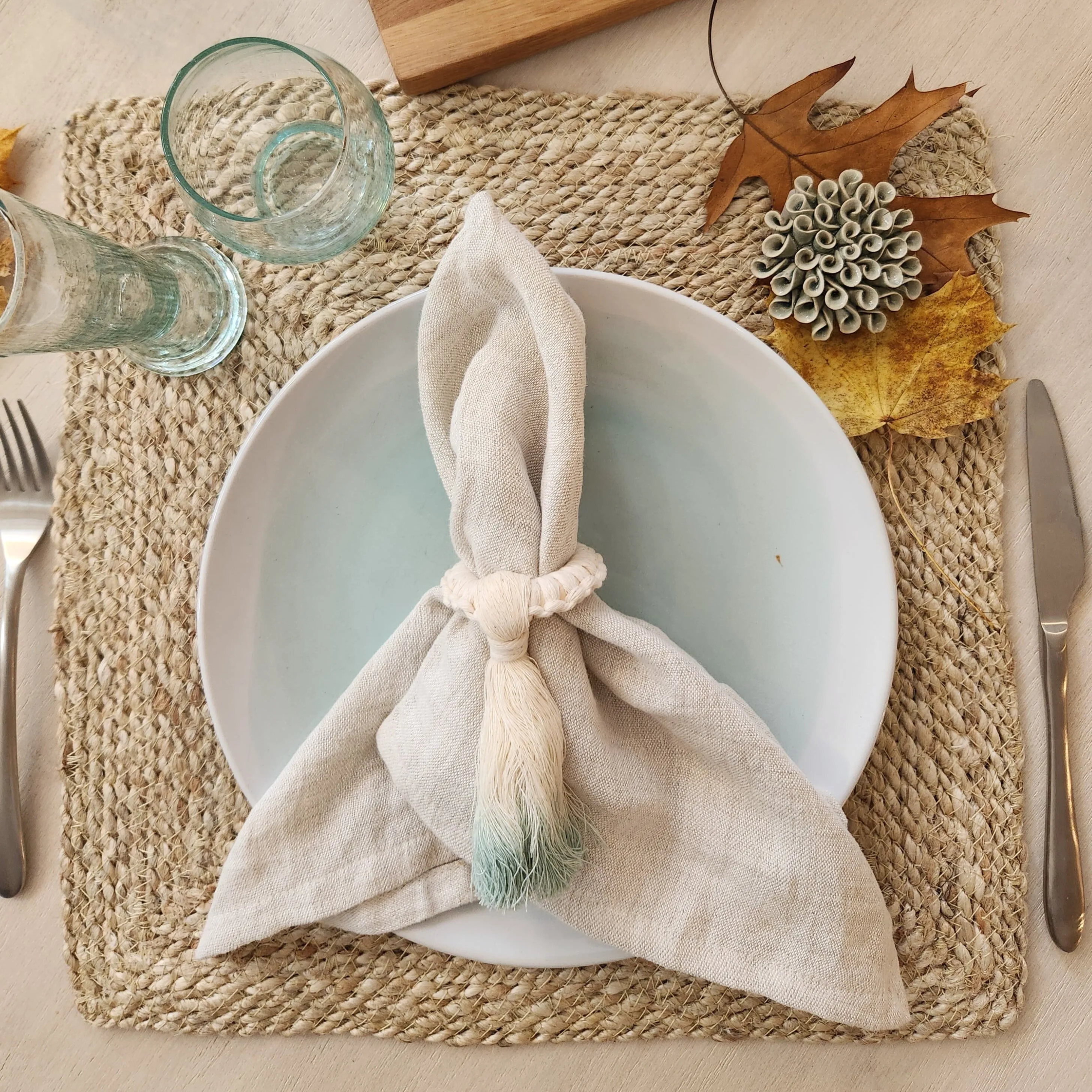 Ombre Fringe Napkin Ring Set