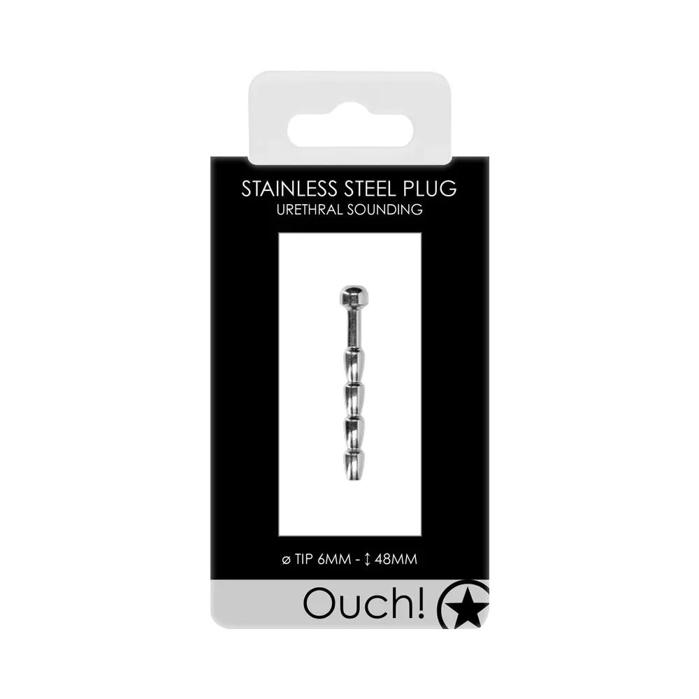 Ouch! Urethral Sounding Stainless Steel Ridged Plug 6mm