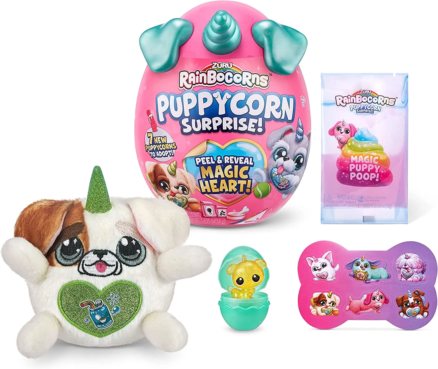 Rainbocorns Sparkle Heart Series 4 Puppycorn Surprise Collectible Dog Plush by ZURU - Style may vary