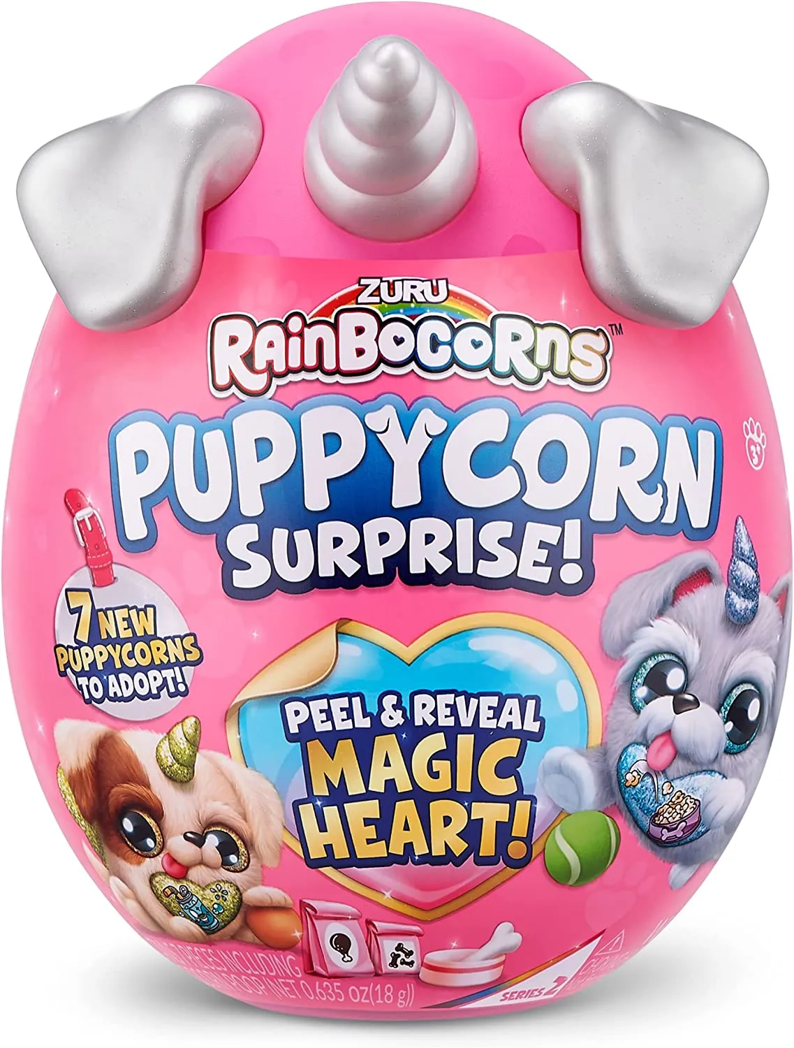 Rainbocorns Sparkle Heart Series 4 Puppycorn Surprise Collectible Dog Plush by ZURU - Style may vary