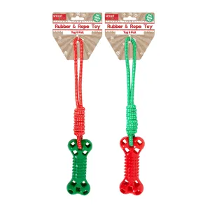 Smart Choice Festive Rubber & Rope Tug Dog Toy