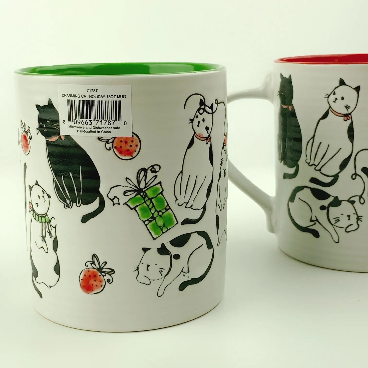 Spectrum Blue Sky 2 PC Set Charming Cat Holiday Mug 18 oz