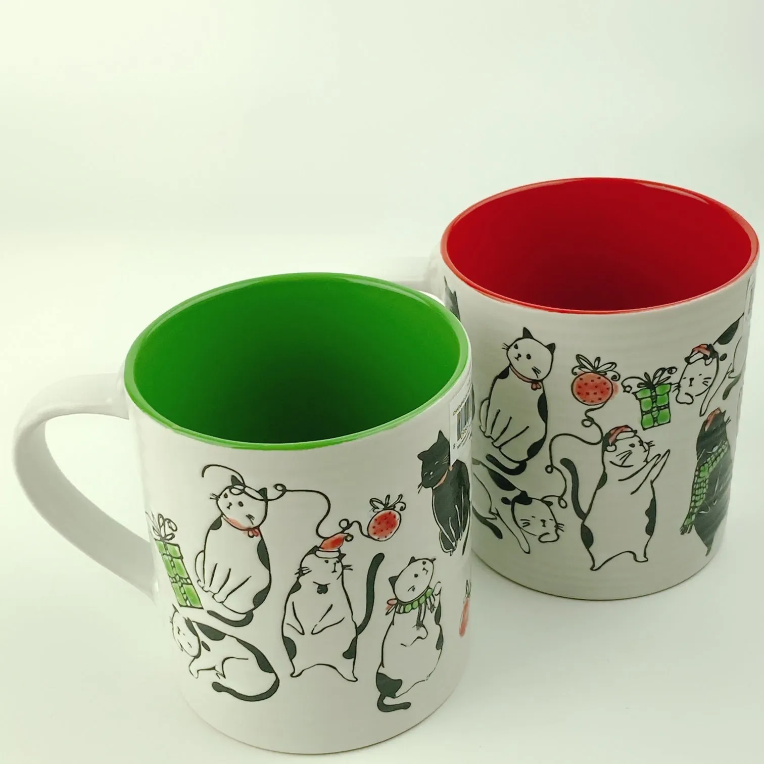 Spectrum Blue Sky 2 PC Set Charming Cat Holiday Mug 18 oz