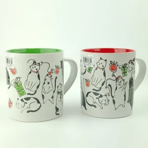 Spectrum Blue Sky 2 PC Set Charming Cat Holiday Mug 18 oz