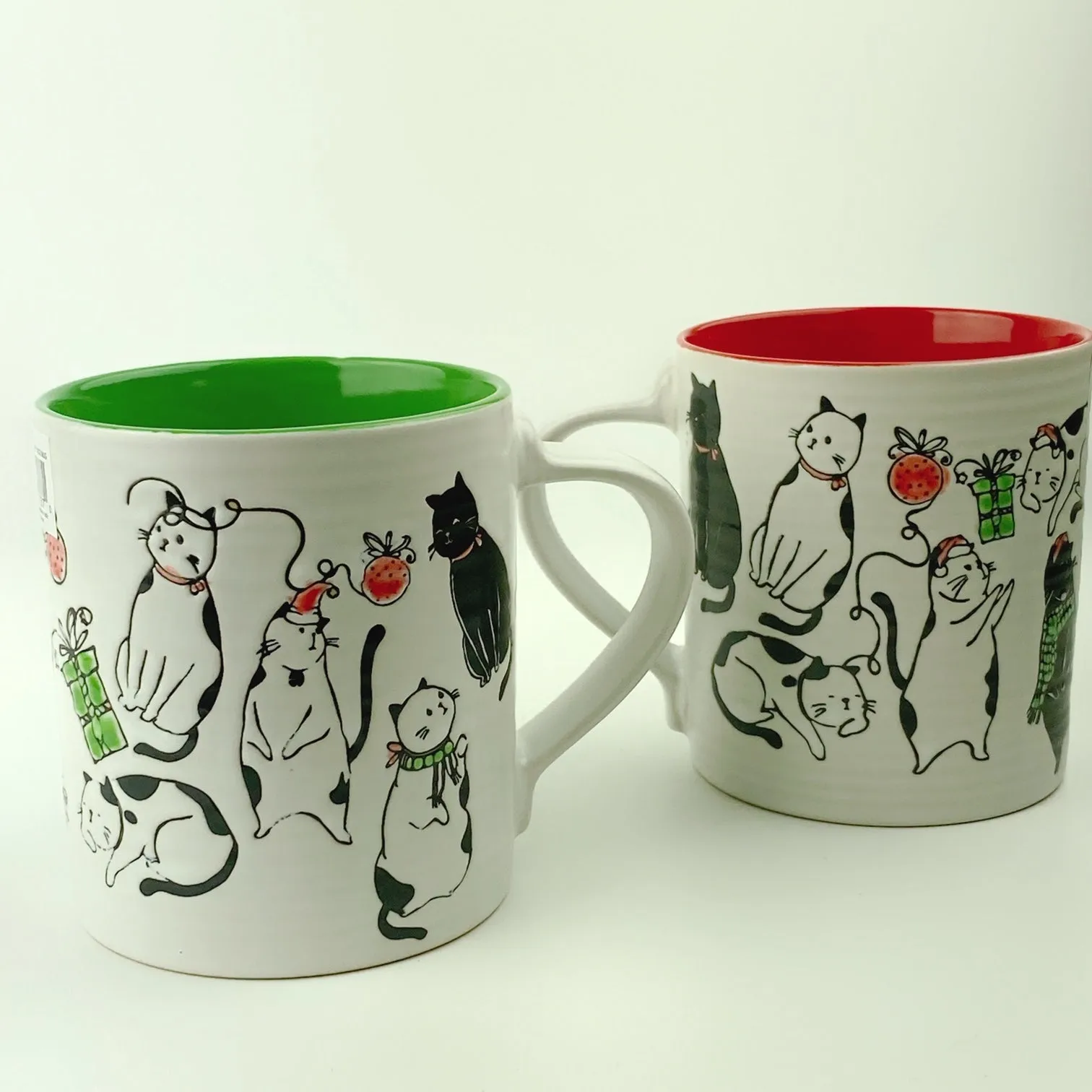 Spectrum Blue Sky 2 PC Set Charming Cat Holiday Mug 18 oz