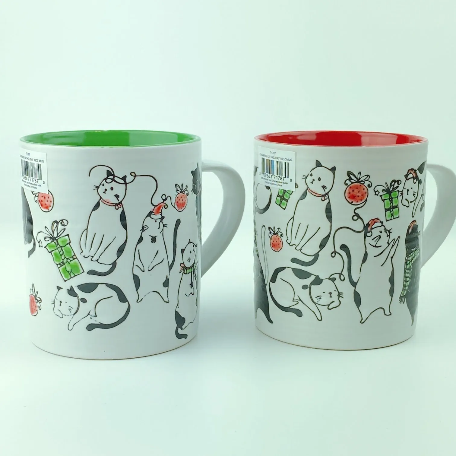 Spectrum Blue Sky 2 PC Set Charming Cat Holiday Mug 18 oz