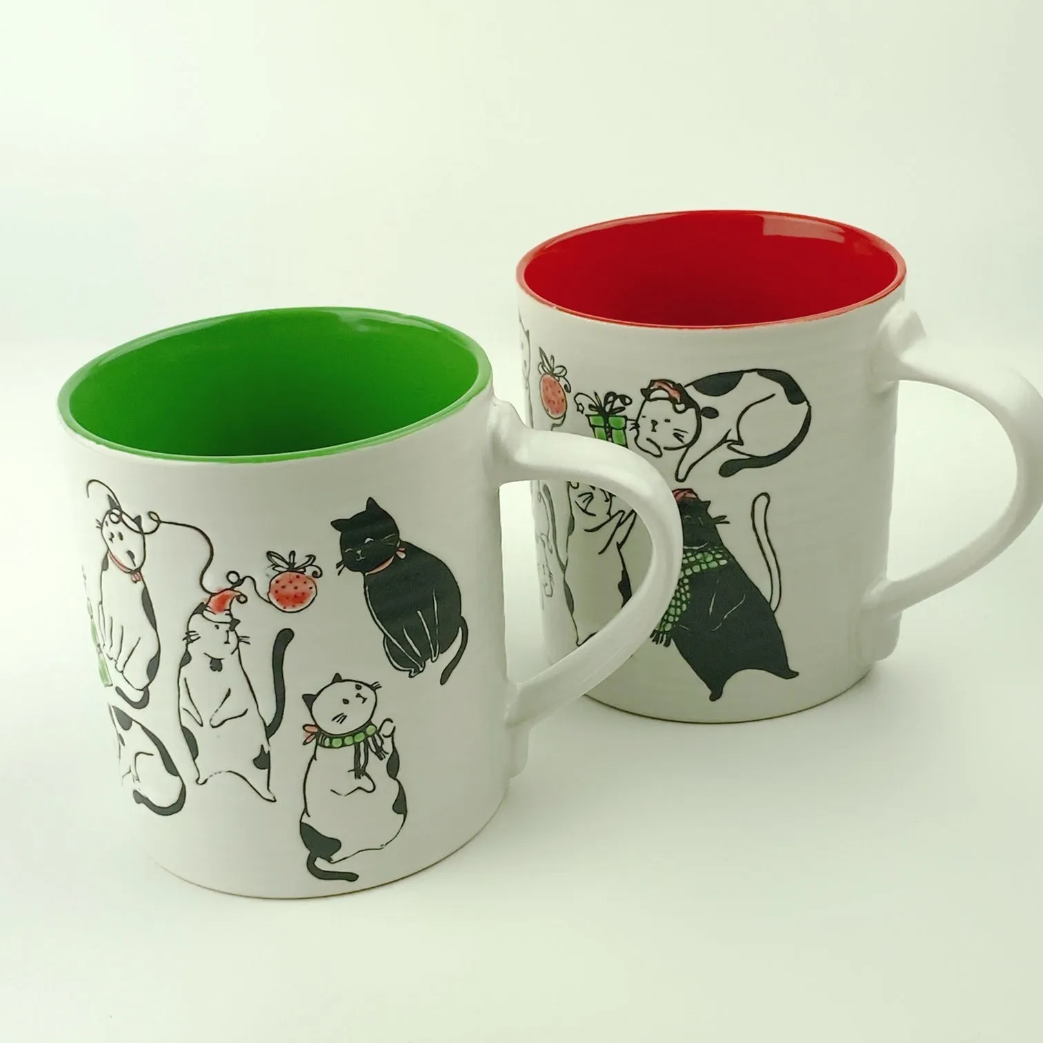 Spectrum Blue Sky 2 PC Set Charming Cat Holiday Mug 18 oz