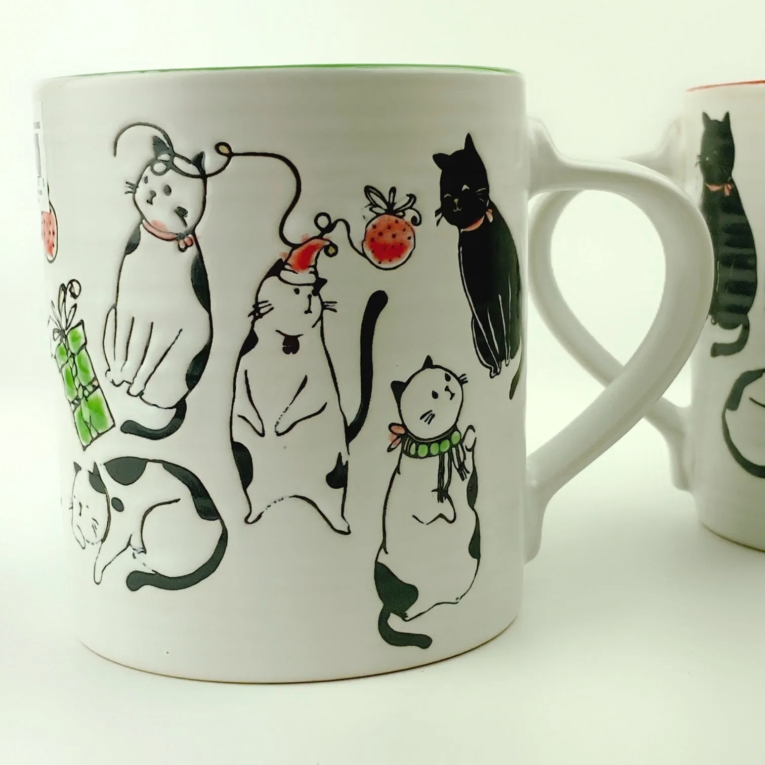 Spectrum Blue Sky 2 PC Set Charming Cat Holiday Mug 18 oz