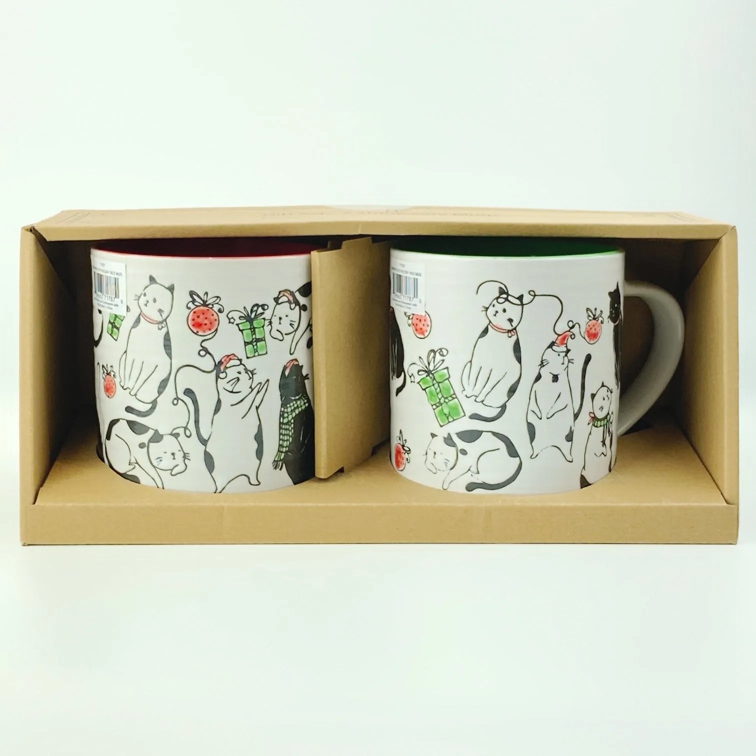 Spectrum Blue Sky 2 PC Set Charming Cat Holiday Mug 18 oz