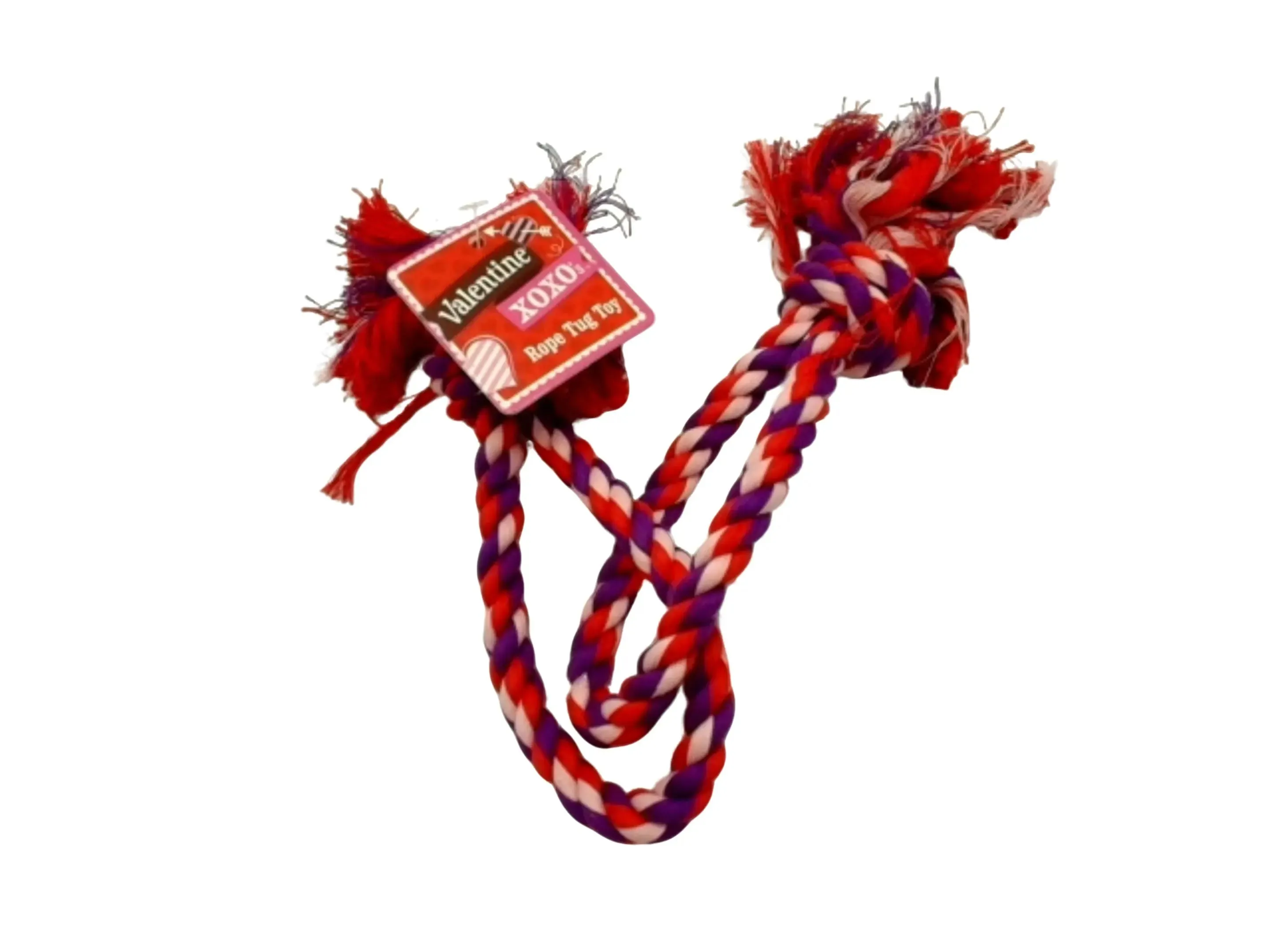 Valentine Dog Rope Tug Toy with XOXO Design